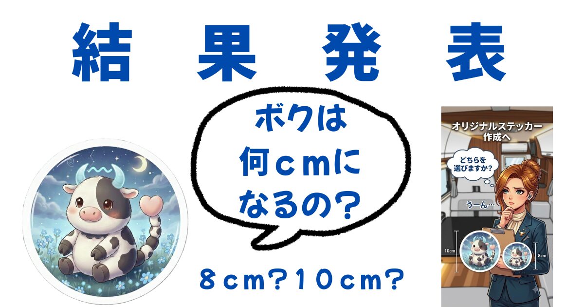 【結果発表】さそりうしちゃんねるのオリジナルステッカーサイズ投票の結果を気にするキャラクターのアイキャッチ画像
